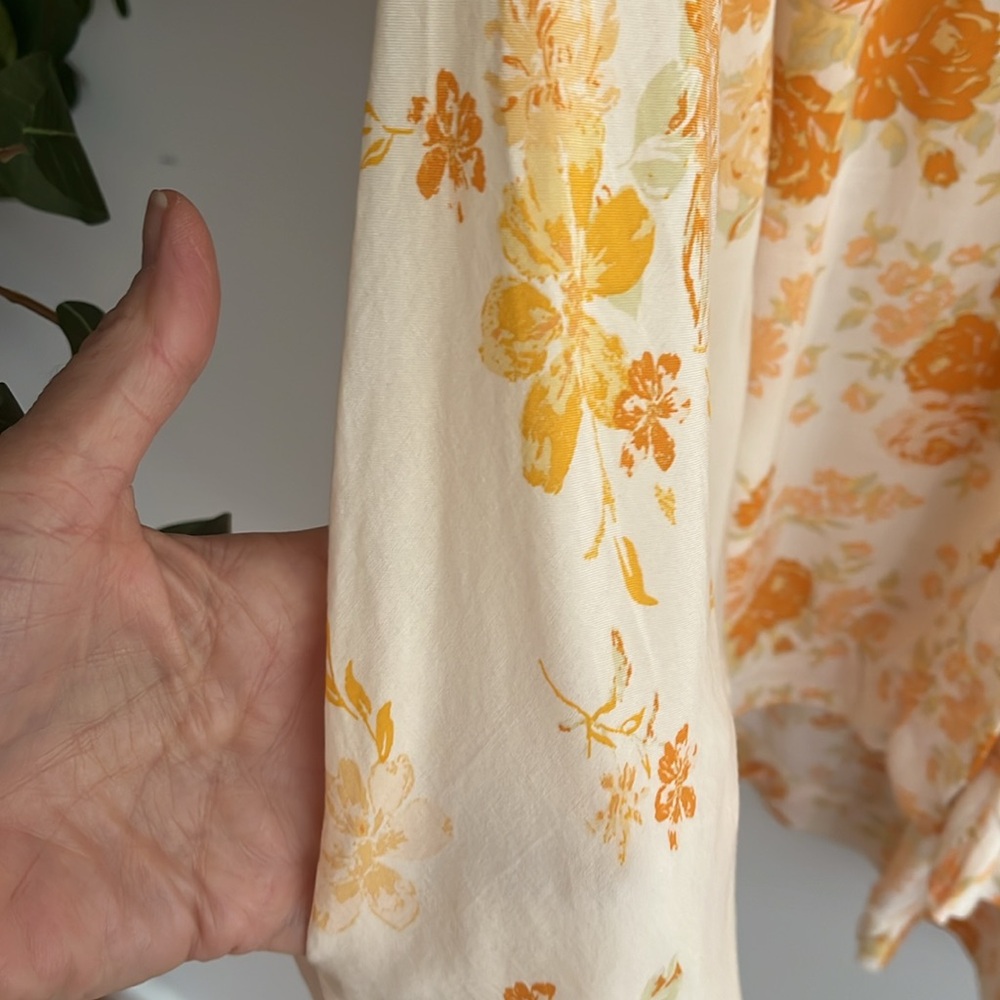 Free people loretta printed oversized tunic in tea combo orange & white  xs B17 - Picture 8 of 11